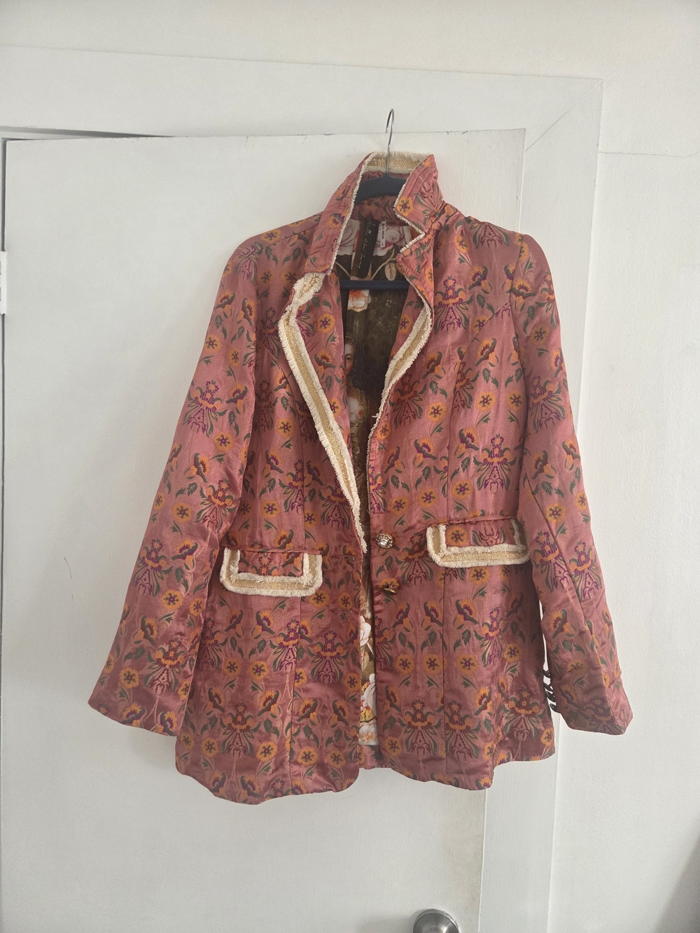Aratta Floral Pink Velvet Blazer Jacket - Women's - Picture 2 of 10